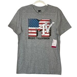 MTV Men’s Size M Tee Shirt Music Television Retro MTV T Shirt Gray Top NWT